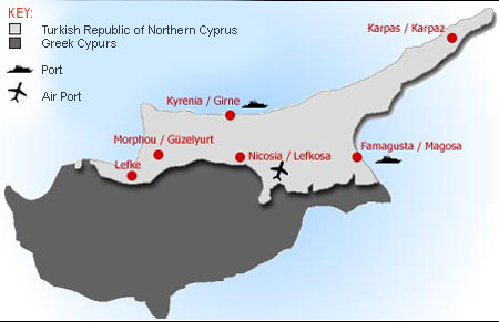 Chypre du Nord villes carte